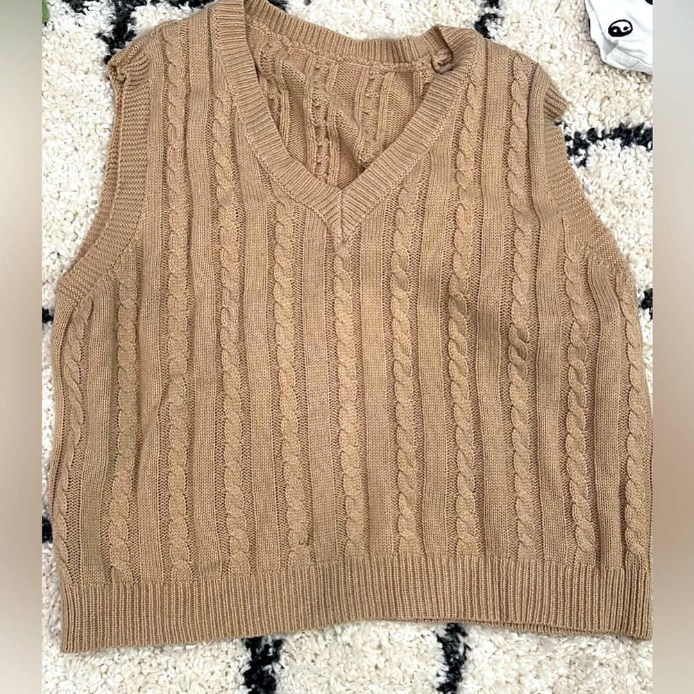 Tan v-neck sweater vest